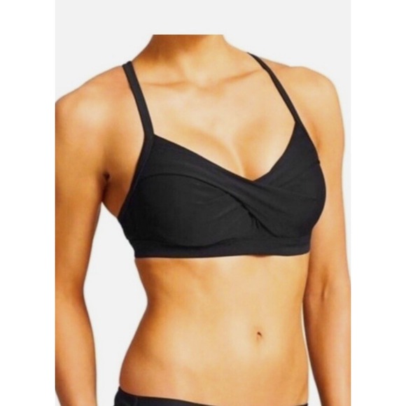 Athleta‎ 964874 Twister Bikini Top Underwire Padded Black Swim UPF Size 32 D/DD - Picture 1 of 11